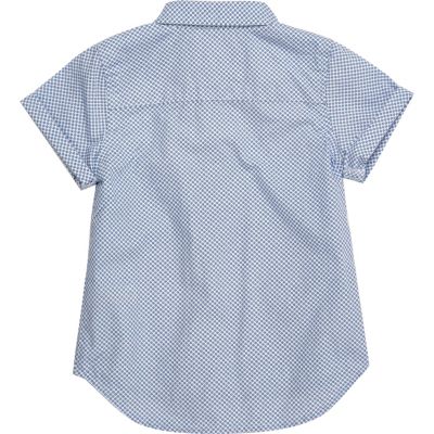 Mini boys blue geometric print shirt
